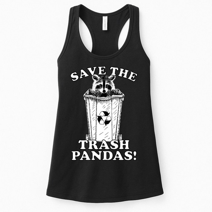 Save the Trash Pandas Funny Raccoon Womens Tank Top