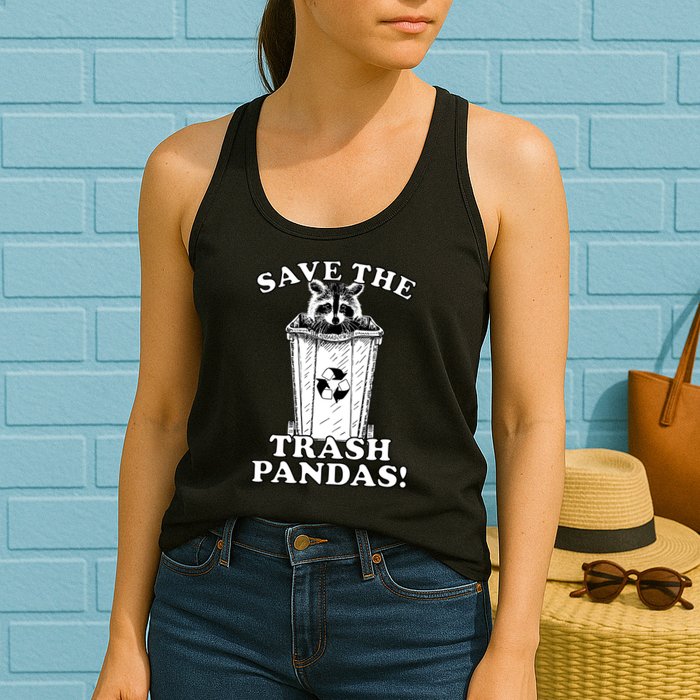 Save the Trash Pandas Funny Raccoon Womens Tank Top