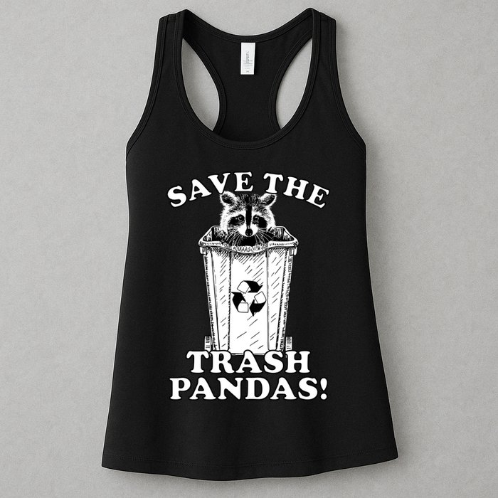 Save the Trash Pandas Funny Raccoon Womens Tank Top