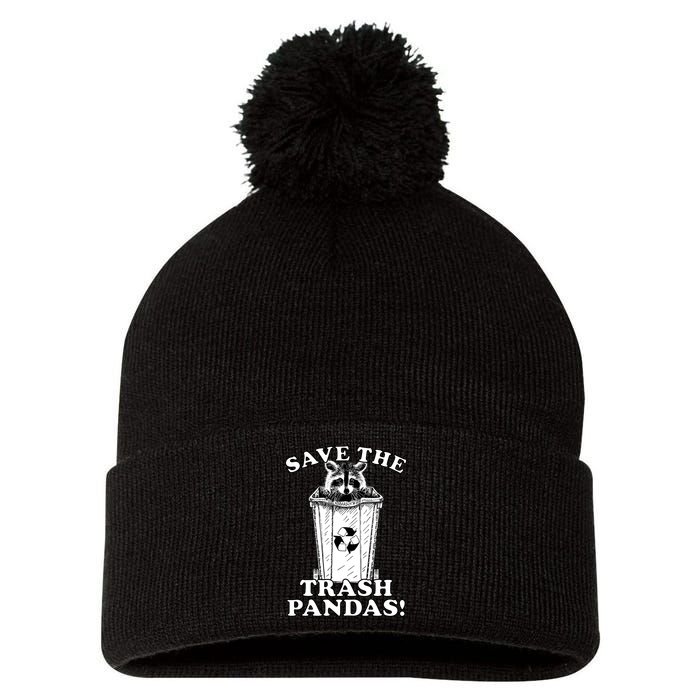 Save the Trash Pandas Funny Raccoon Pom Pom 12in Knit Beanie