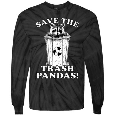 Save the Trash Pandas Funny Raccoon Tie-Dye Long Sleeve Shirt
