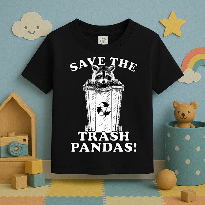 Save the Trash Pandas Funny Raccoon Toddler T-Shirt