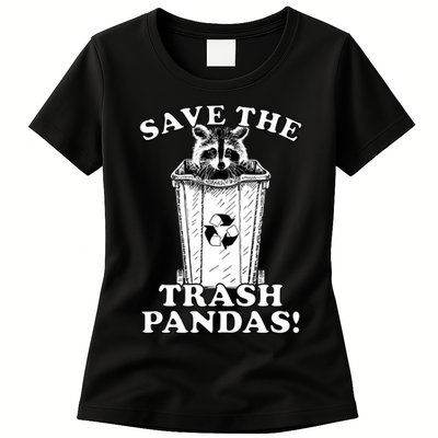 Save the Trash Pandas Funny Raccoon Womens T-Shirt