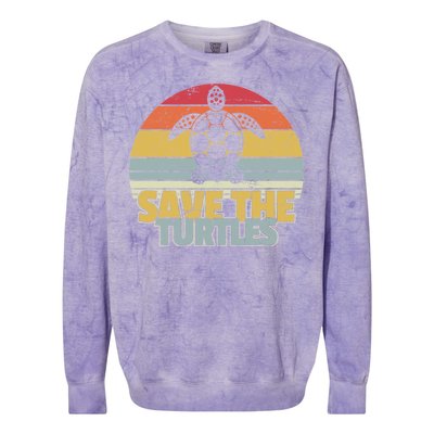 Save The Turtles Retro Style Colorblast Crewneck Sweatshirt