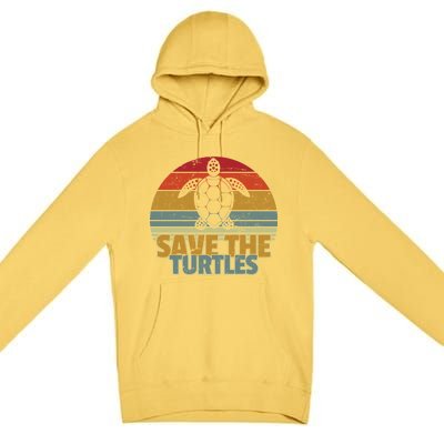 Save The Turtles Retro Style Premium Pullover Hoodie