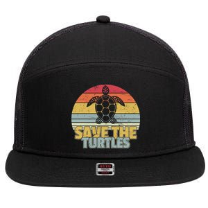 Save The Turtles Retro Style 7 Panel Mesh Trucker Snapback Hat