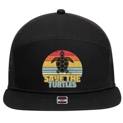 Save The Turtles Retro Style 7 Panel Mesh Trucker Snapback Hat