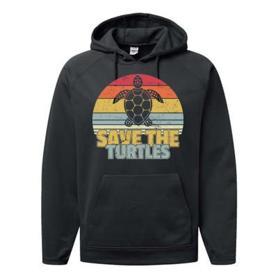 Save The Turtles Retro Style Performance Fleece Hoodie