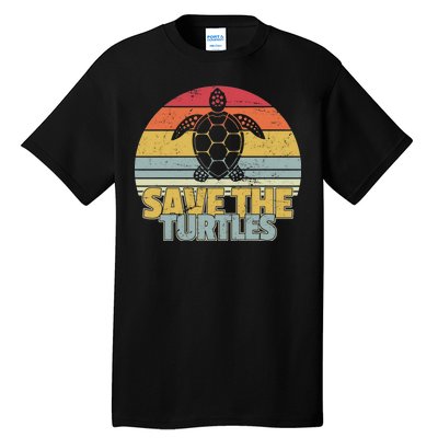 Save The Turtles Retro Style Tall T-Shirt