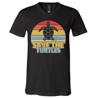 Save The Turtles Retro Style V-Neck T-Shirt