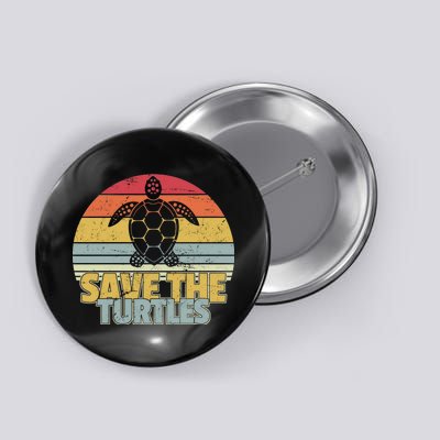 Save The Turtles Retro Style Button