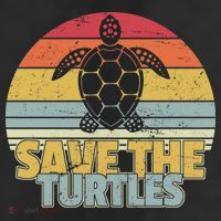 Save The Turtles Retro Style 11oz C Handle Ceramic Mug