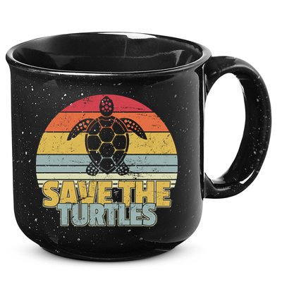 Save The Turtles Retro Style 15oz Campfire Ceramic Mug
