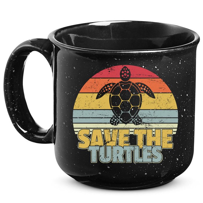 Save The Turtles Retro Style 15oz Campfire Ceramic Mug