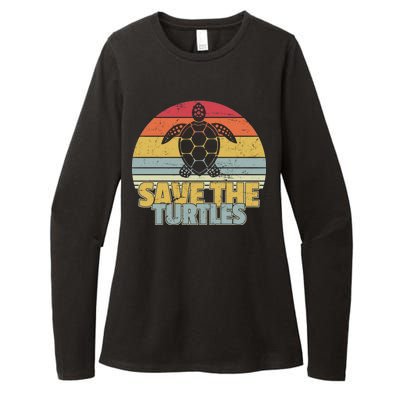 Save The Turtles Retro Style Womens CVC Long Sleeve Shirt