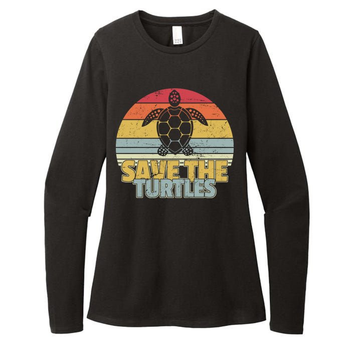 Save The Turtles Retro Style Womens CVC Long Sleeve Shirt