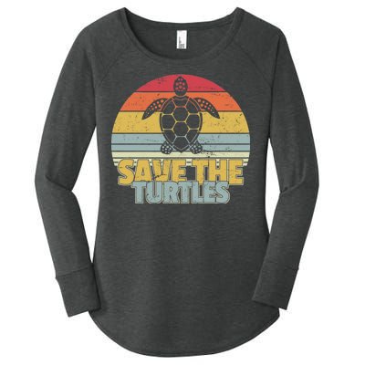 Save The Turtles Retro Style Women's Perfect Tri Tunic Long Sleeve Shirt