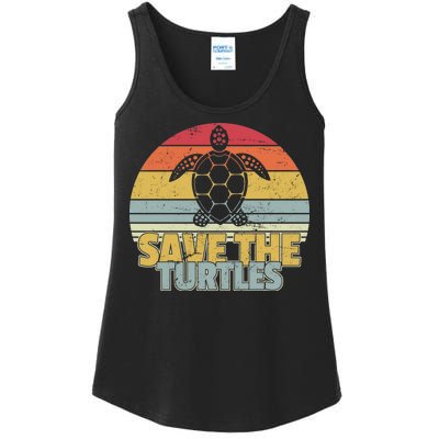 Save The Turtles Retro Style Ladies Essential Tank