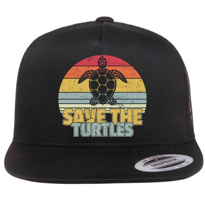 Save The Turtles Retro Style Flat Bill Trucker Hat