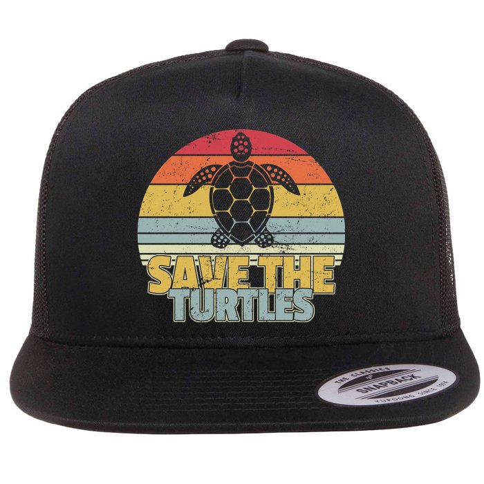 Save The Turtles Retro Style Flat Bill Trucker Hat