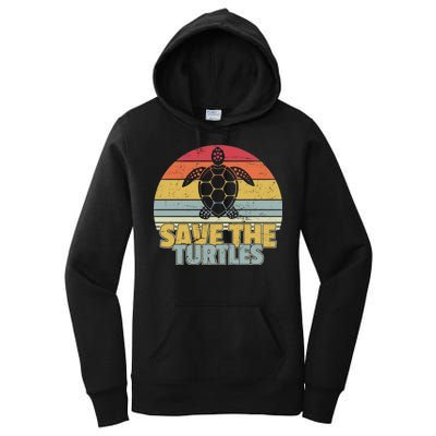 Save The Turtles Retro Style Women's Pullover Hoodie