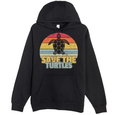 Save The Turtles Retro Style Premium Pullover Hoodie
