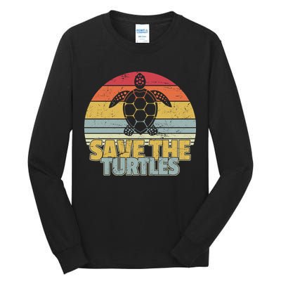 Save The Turtles Retro Style Tall Long Sleeve T-Shirt