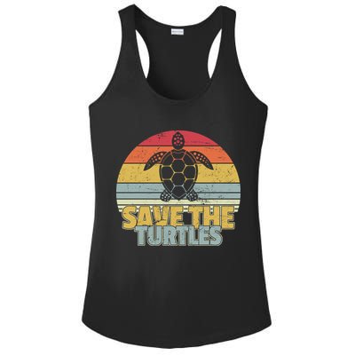 Save The Turtles Retro Style Ladies PosiCharge Competitor Racerback Tank