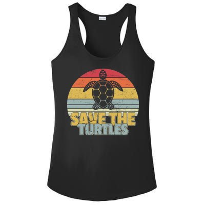 Save The Turtles Retro Style Ladies PosiCharge Competitor Racerback Tank