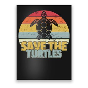 Save The Turtles Retro Style Poster