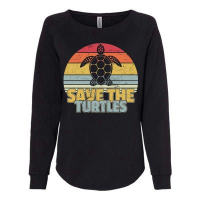 Save The Turtles Retro Style Womens California Wash Sweatshirt