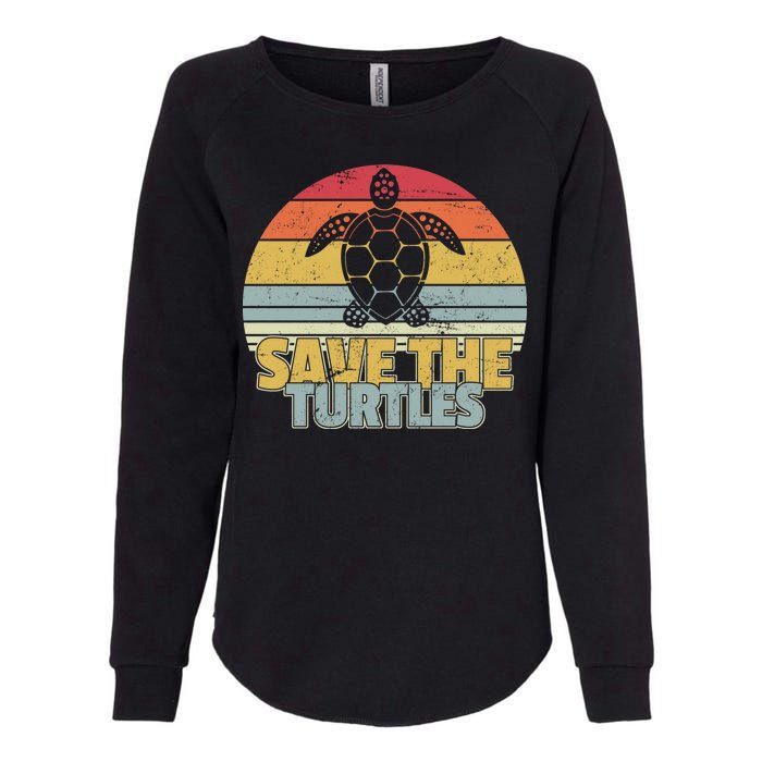 Save The Turtles Retro Style Womens California Wash Sweatshirt