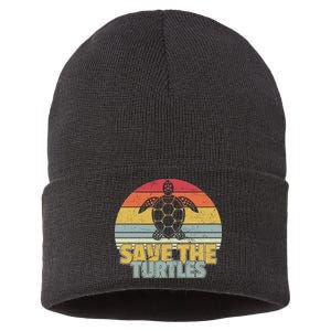 Save The Turtles Retro Style Sustainable Knit Beanie