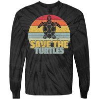 Save The Turtles Retro Style Tie-Dye Long Sleeve Shirt