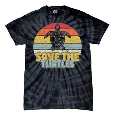 Save The Turtles Retro Style Tie-Dye T-Shirt