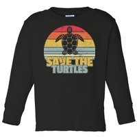 Save The Turtles Retro Style Toddler Long Sleeve Shirt