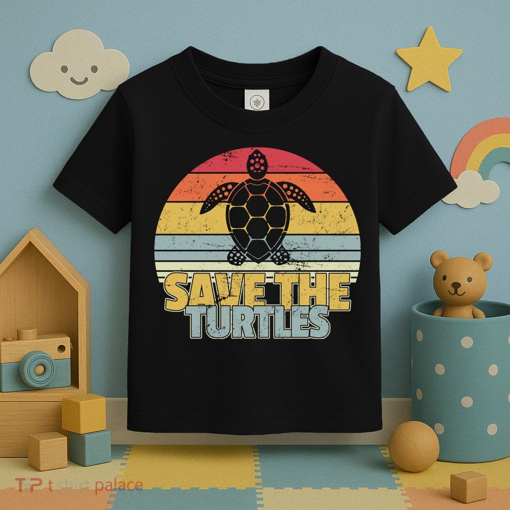 Save The Turtles Retro Style Toddler T-Shirt