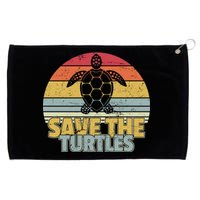 Save The Turtles Retro Style Grommeted Golf Towel