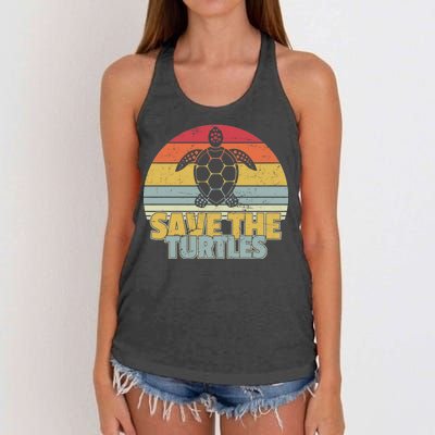 Save The Turtles Retro Style Women's Knotted Racerback Tank