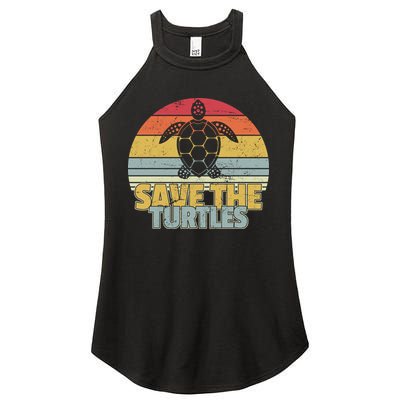 Save The Turtles Retro Style Women's Perfect Tri Rocker Tank