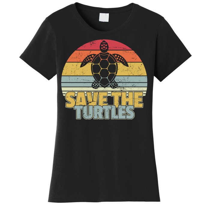 Save The Turtles Retro Style Women's T-Shirt