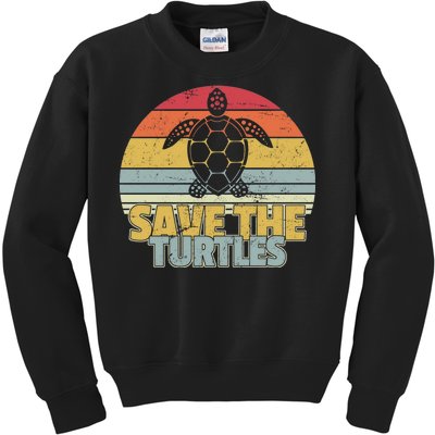 Save The Turtles Retro Style Kids Sweatshirt