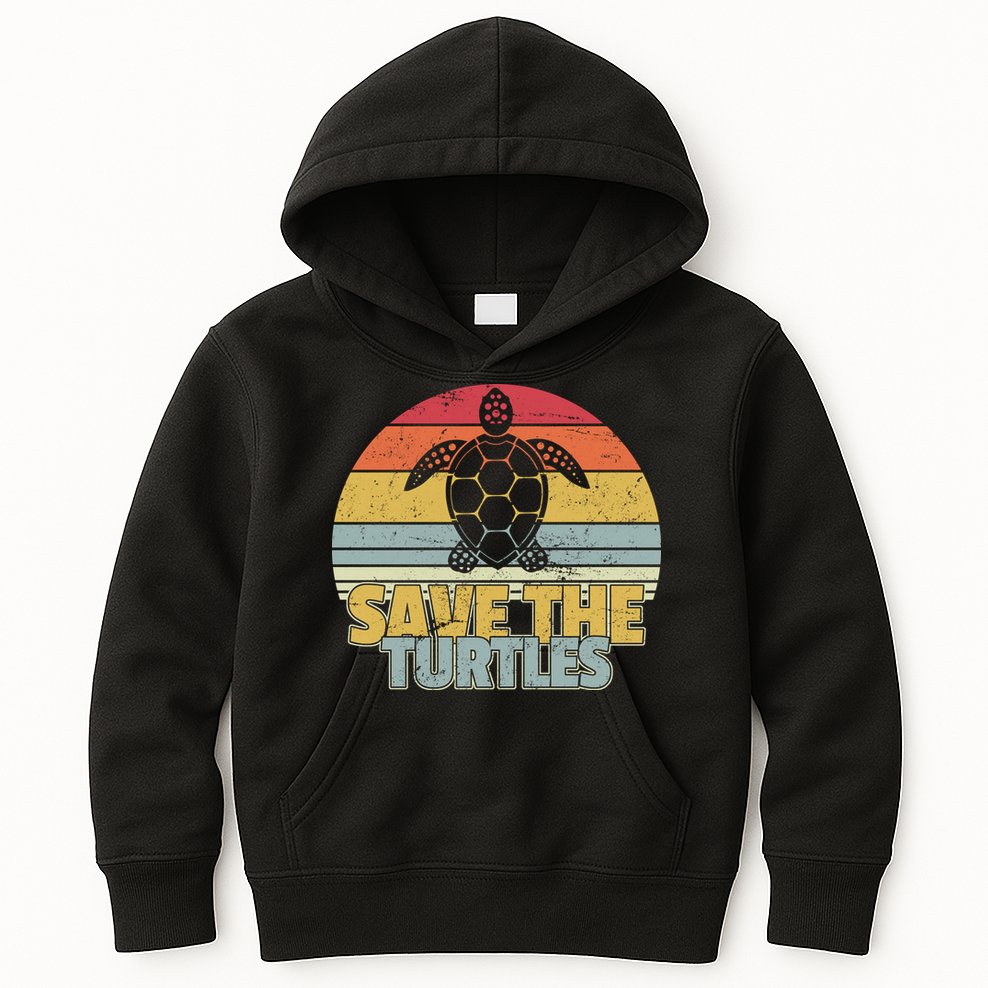 Save The Turtles Retro Style Kids Hoodie