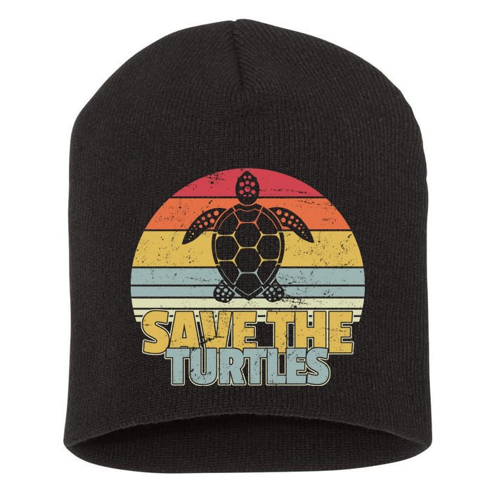 Save The Turtles Retro Style Short Acrylic Beanie