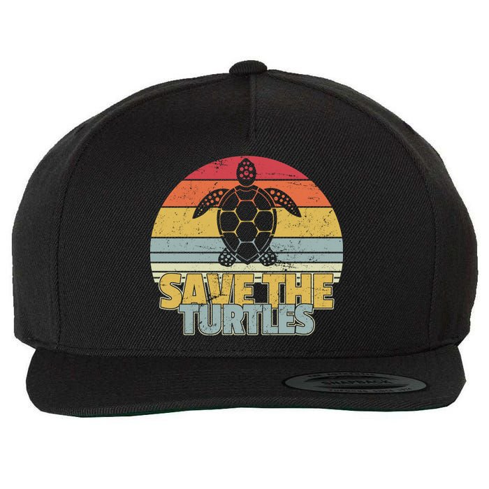 Save The Turtles Retro Style Wool Snapback Cap