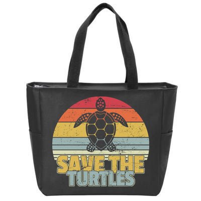 Save The Turtles Retro Style Zip Tote Bag