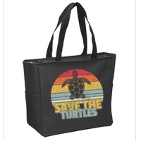 Save The Turtles Retro Style Zip Tote Bag