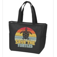 Save The Turtles Retro Style Zip Tote Bag