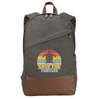 Save The Turtles Retro Style Cotton Canvas Backpack