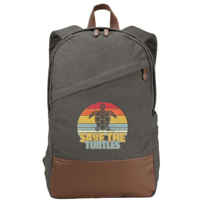Save The Turtles Retro Style Cotton Canvas Backpack